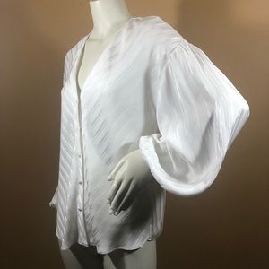 “NEW” Joie Chiffon Crepe V-Neck Striped Ballon Sleeve Blouse Sz Small